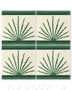 "Tequila Agave Rainforest" Whimsical Floral Cement Tile Border Edge by Jeff Shelton, from Villa Lagoon Tile.