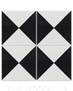 "Tugboat Black and White" Basic Geometric Cement Tile, from Villa Lagoon Tile.