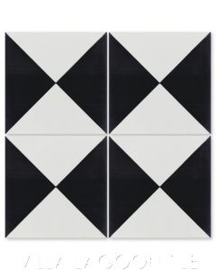 "Tugboat Black and White" Basic Geometric Cement Tile, from Villa Lagoon Tile.