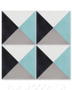 "Tugboat Four-Color" Basic Geometric Cement Tile, from Villa Lagoon Tile.