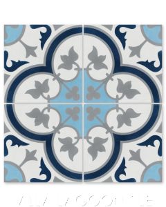 "Tulips B Ice" Traditional Floral cement tile, from Villa Lagoon Tile.
