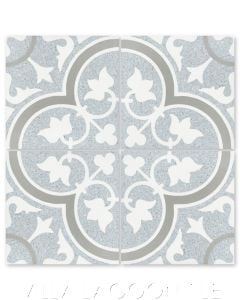 "Tulips B Misty Terrazzo" Traditional Floral cement tile, from Villa Lagoon Tile.