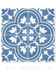 "Tulips B Royal" Traditional Floral cement tile, from Villa Lagoon Tile.