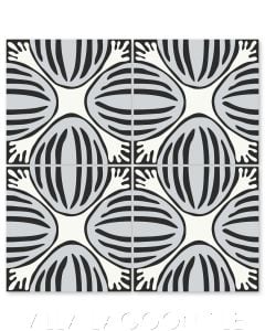 "Watermelon in Silver" Whimsical Floral Cement Tile by Jeff Shelton, from Villa Lagoon Tile.