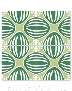 "Watermelon with White Stripes" Whimsical Floral Cement Tile by Jeff Shelton, from Villa Lagoon Tile.