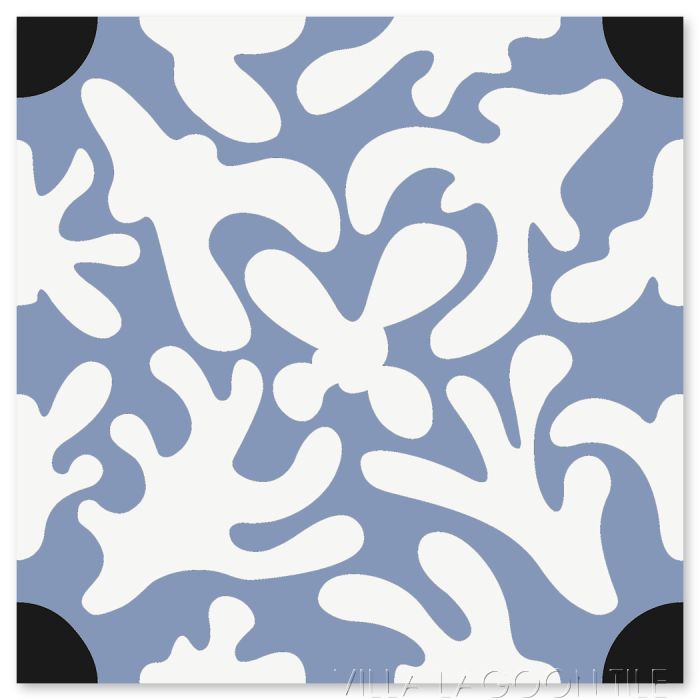 Annie's Flower Black, White, & Periwinkle | Villa Lagoon Tile