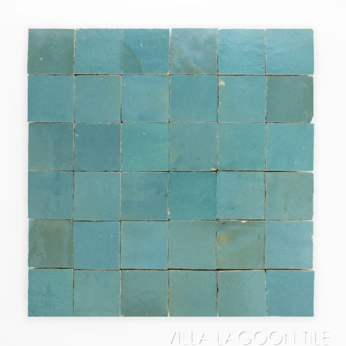 Zagora 2 x 2 Glossy Zellige Mosaic Tile in Vert Gris