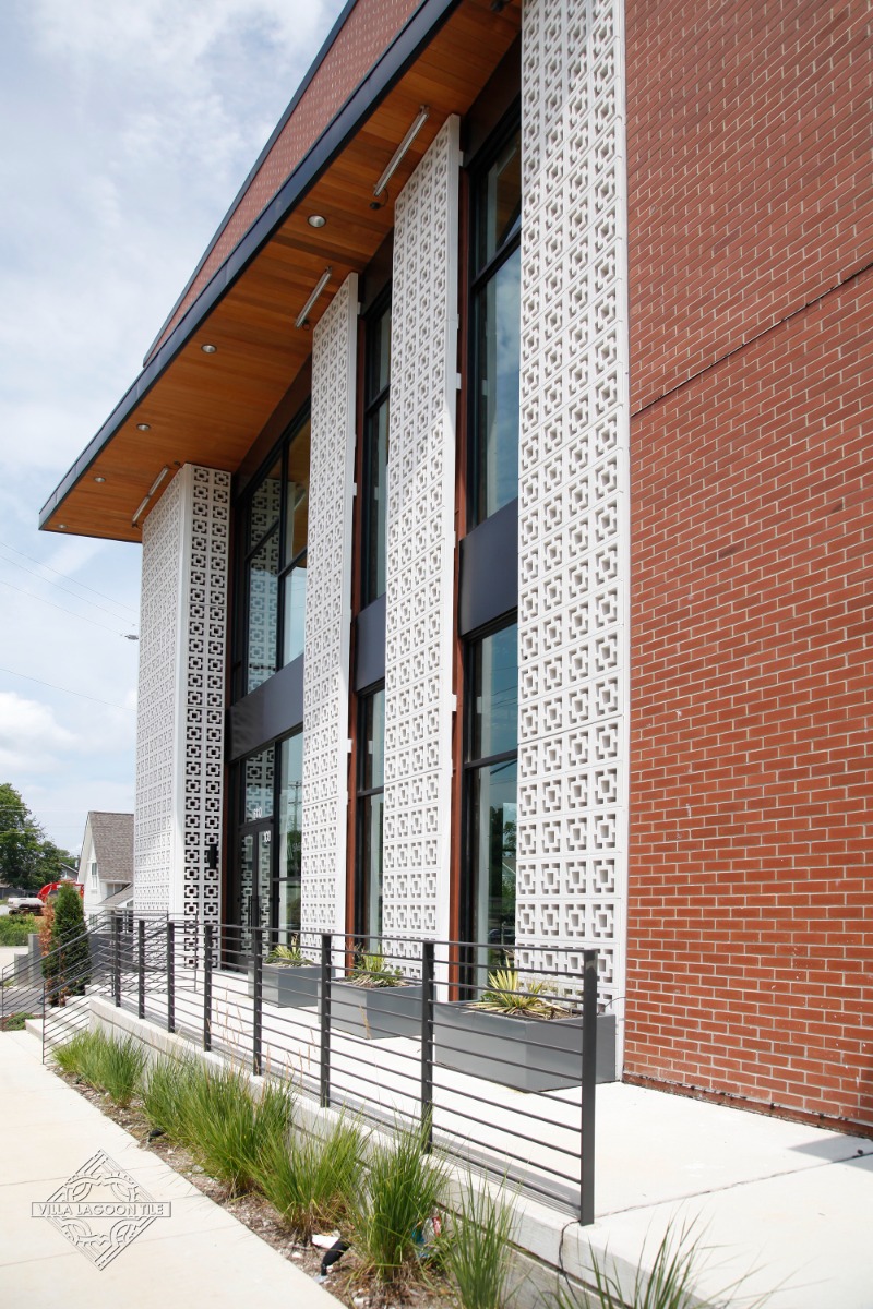 Modern Facade Detail of Breeze Block Development in Nashville, TN
