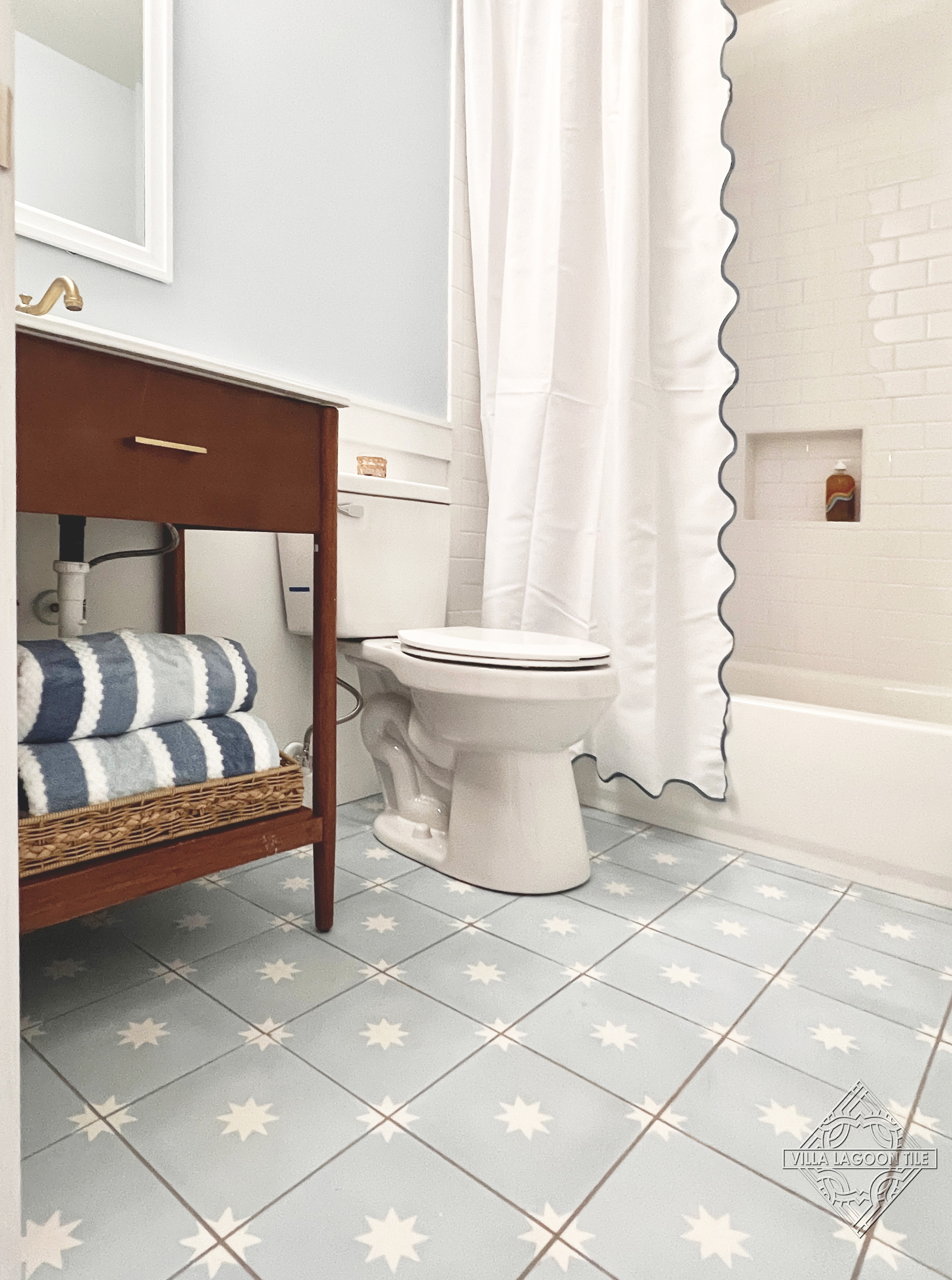 Coastal Charm Refined: Pleiades Powder Blue Cement Tile