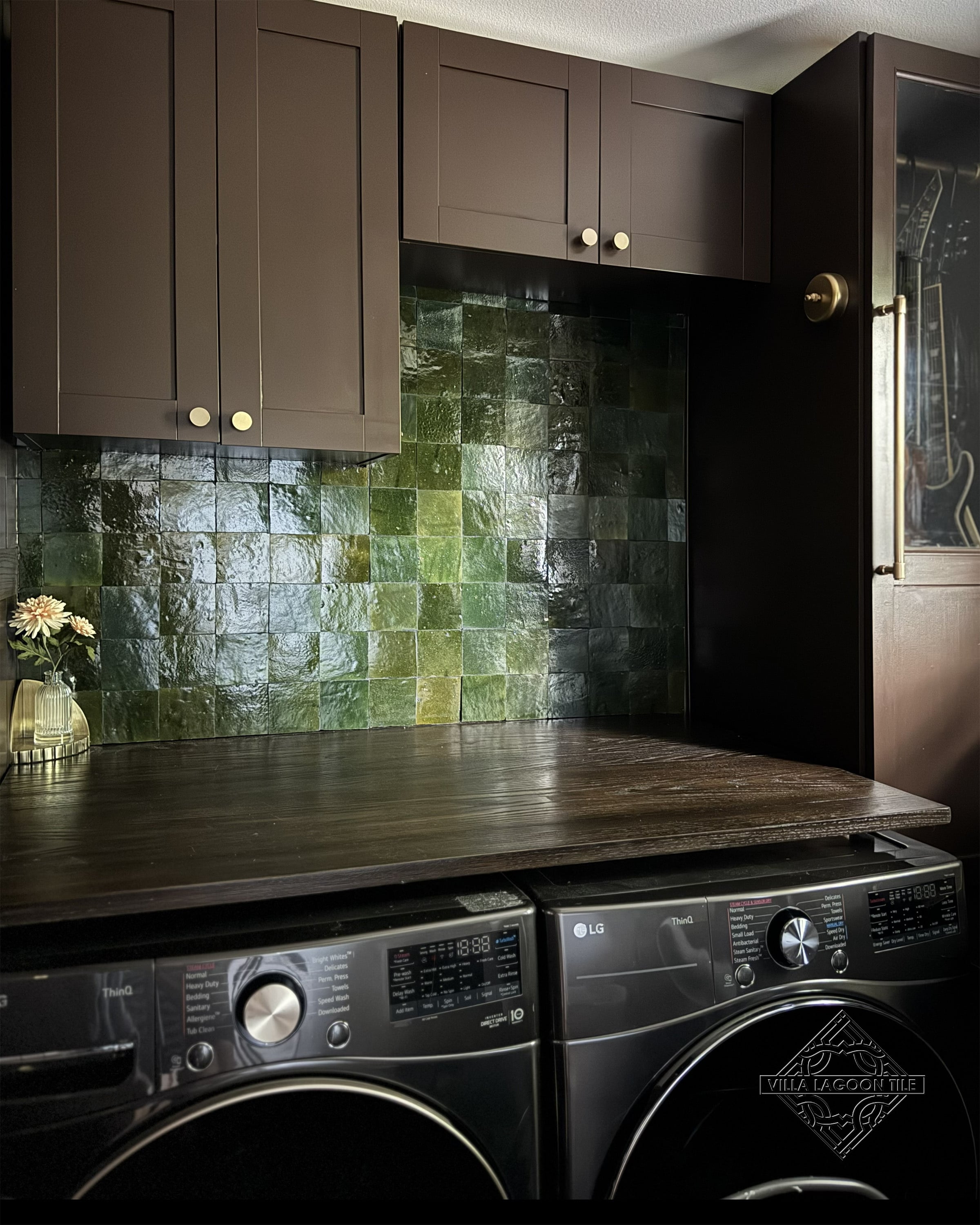 Luminous Contrast: Forest Zellige & Satin Brass
