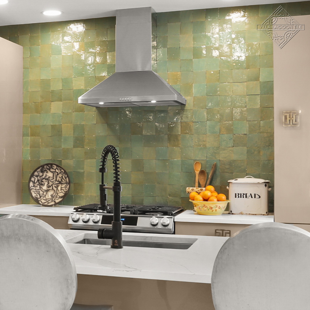 Garden Grove Glazed Zellige Kitchen Backsplash in New Orleans Historic Home