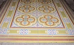 An antique Mexican cement tile floor, photographed on a Villa Lagoon Tile research tour.